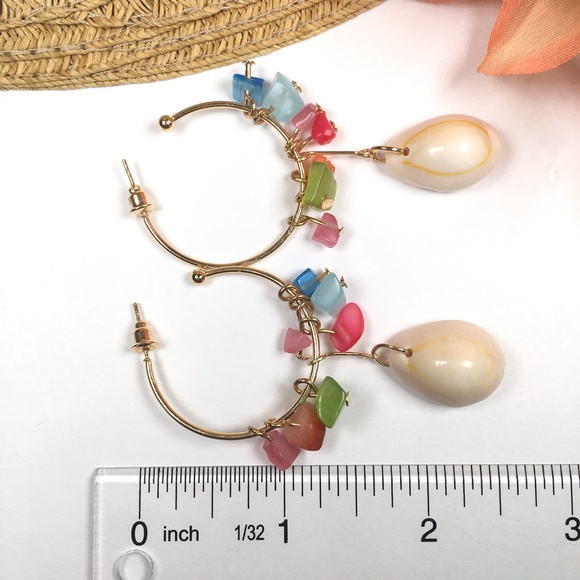 Seashell Drop Dangle Bead Earrings - Picture 6 of 6